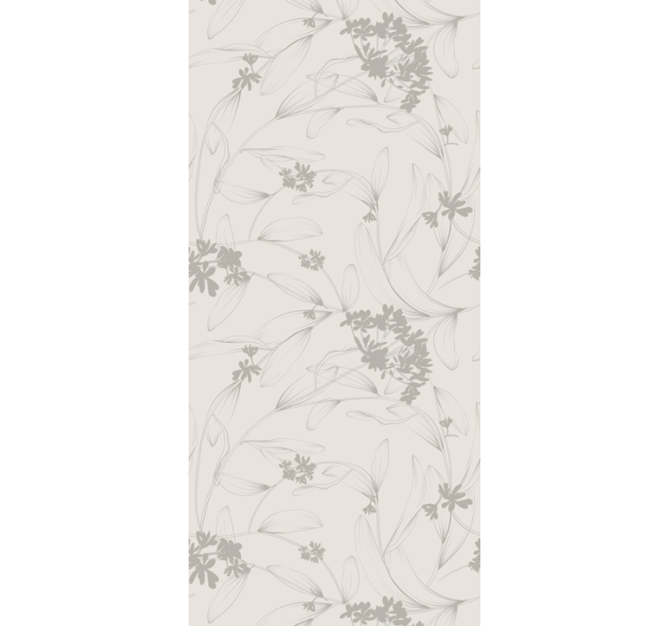 Beige omtrekpatroon behang bloemen - TenStickers