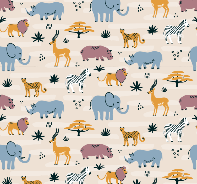 Safari dierenensemble dieren behang - TenStickers