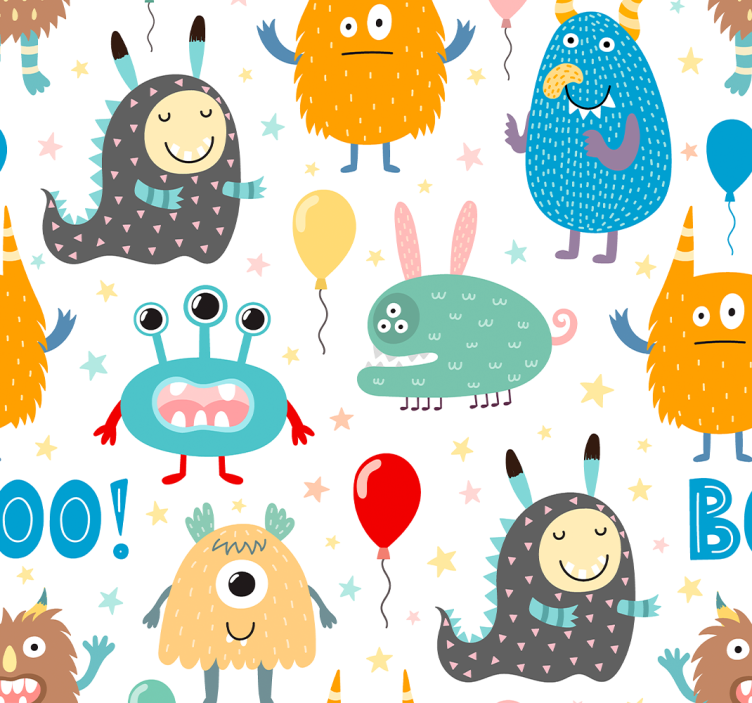 Feestelijke monsters dieren behang - TenStickers