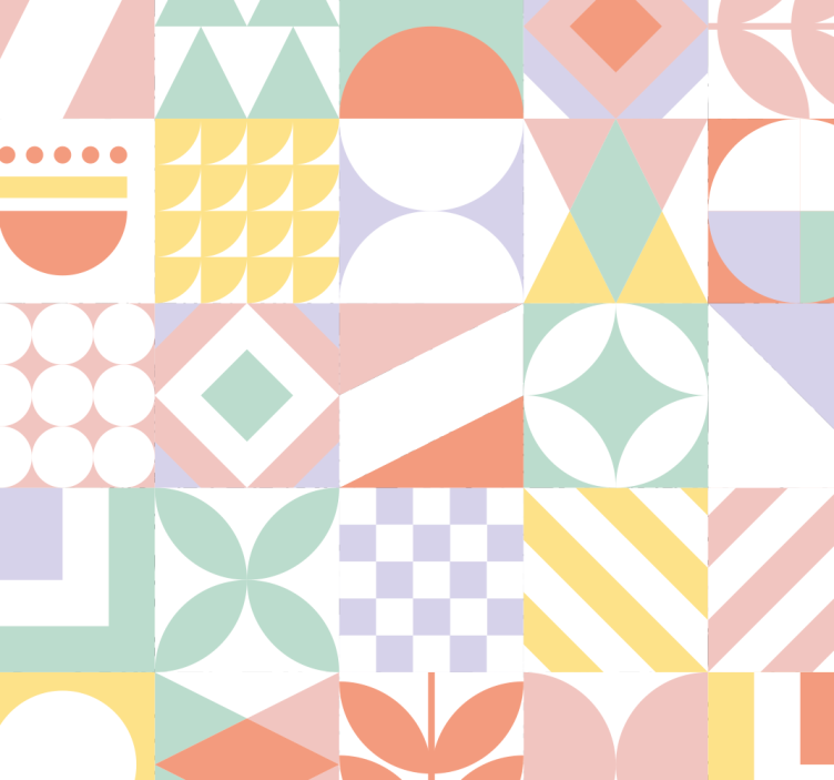 Tegeleffect behang ongebruikelijke vormen - TenStickers