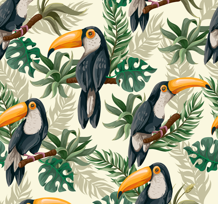 Jungle toucan forest fotobehang - TenStickers