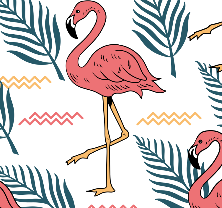 Flamingo tropische print behang vogels - TenStickers