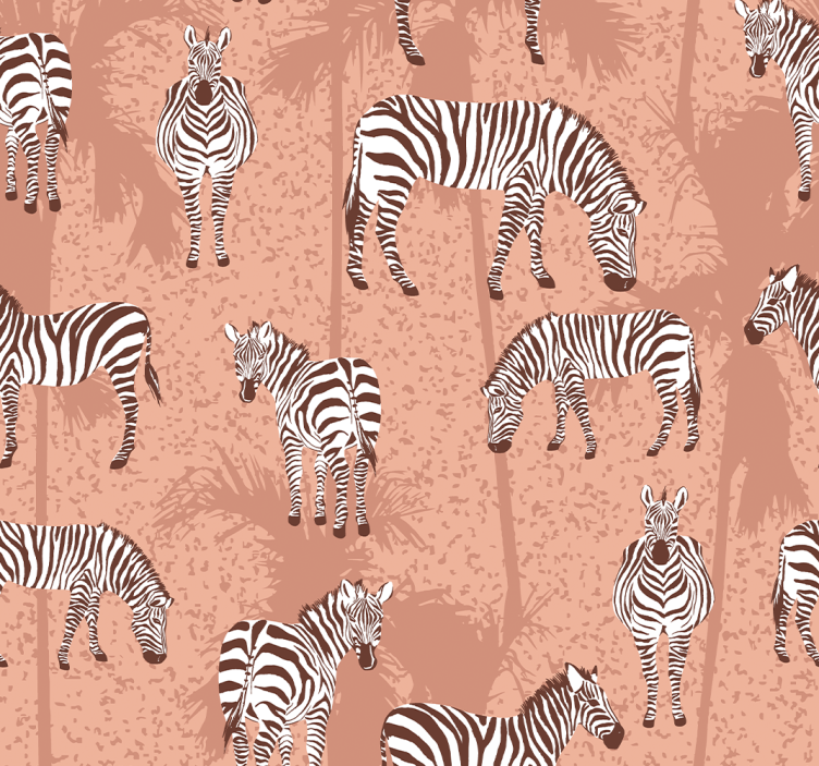 Dierenprint behang Zebra en palmen bruin - TenStickers