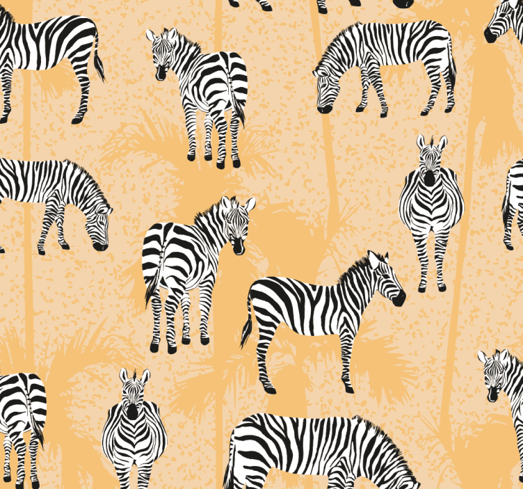 Dierenprint behang Zebra en palmen - TenStickers