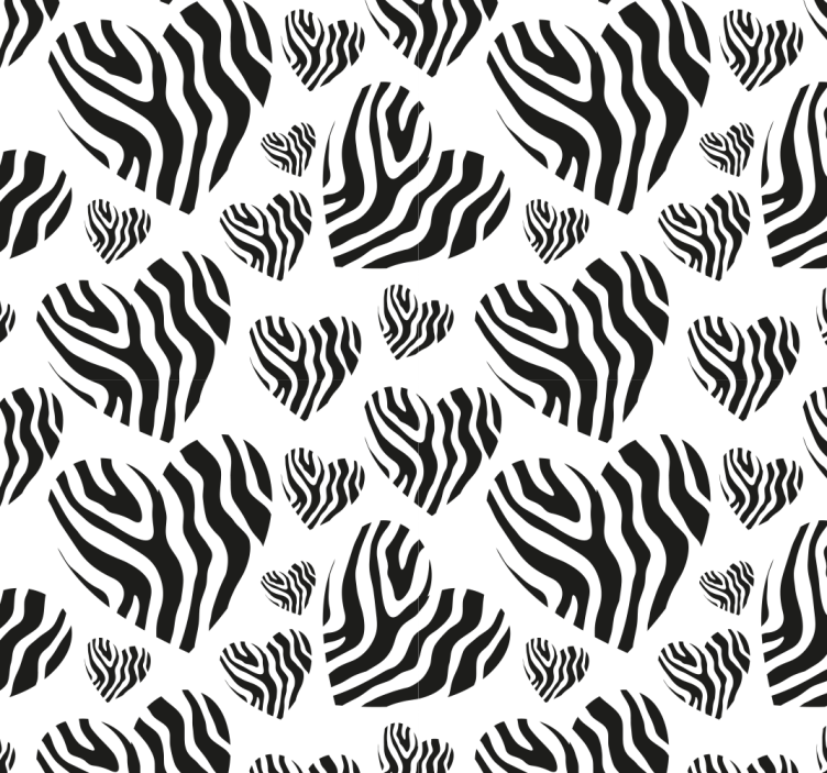 Zebra hartjes patroon behang voor woonkamer - TenStickers