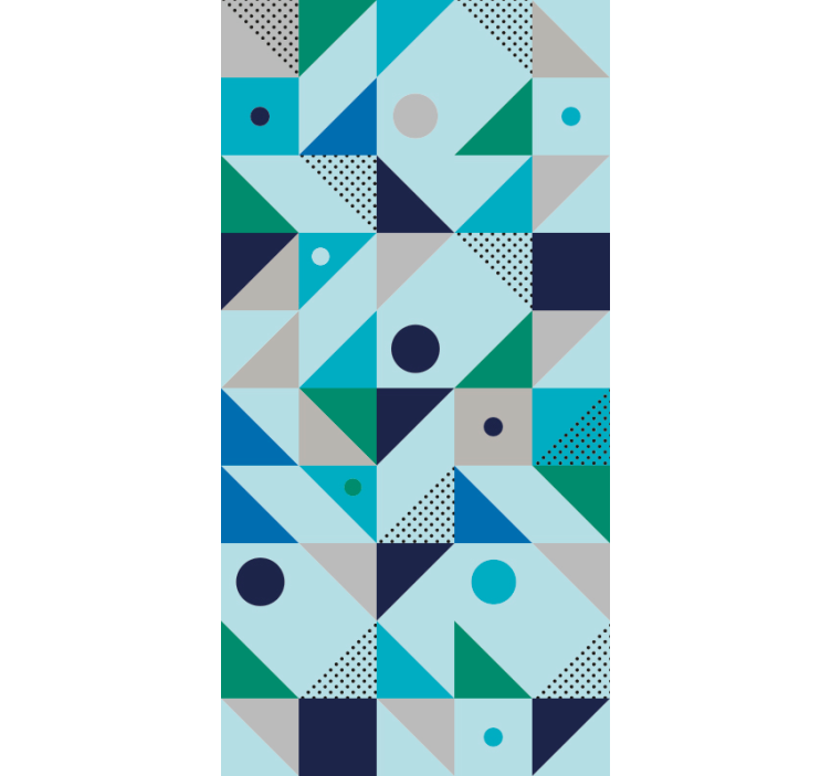 Geometrisch behang blauw patchwerk - TenStickers