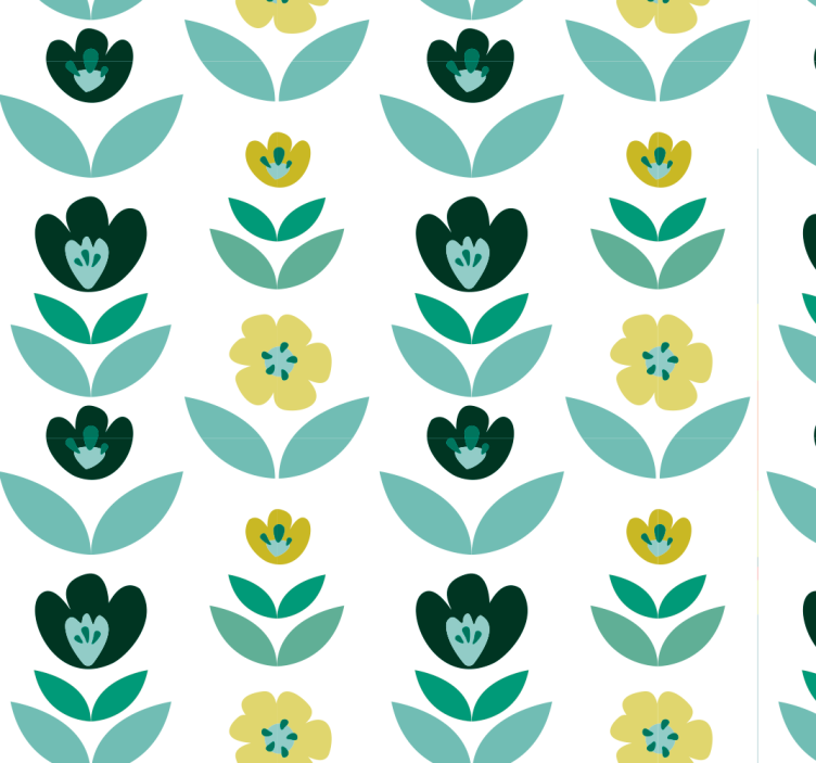 Behang natuur bloemen in groen - TenStickers