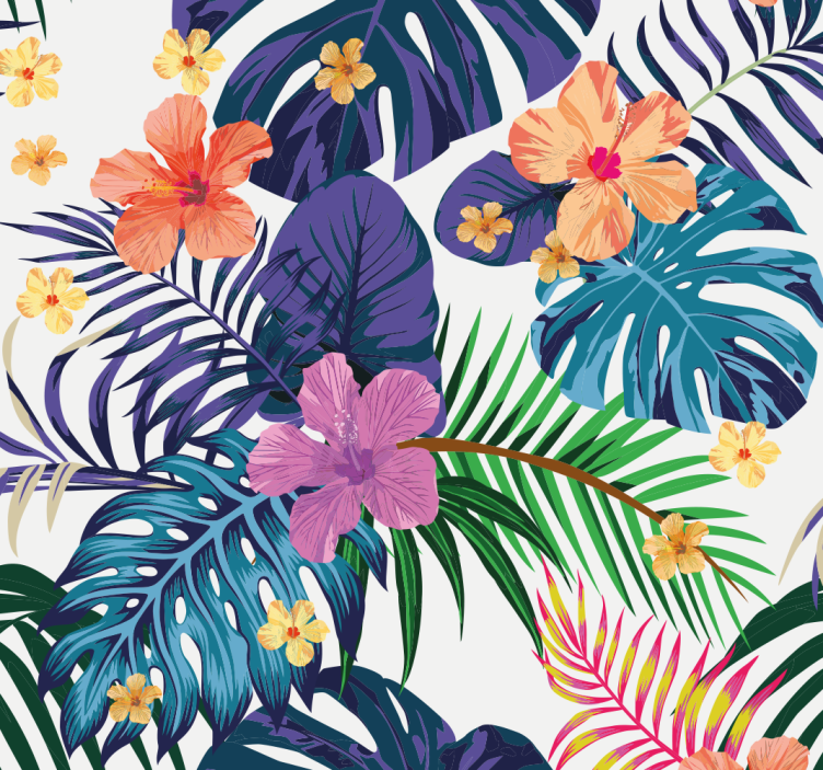 Bloemen behang Hawaiiaanse kleurrijke bloemen - TenStickers