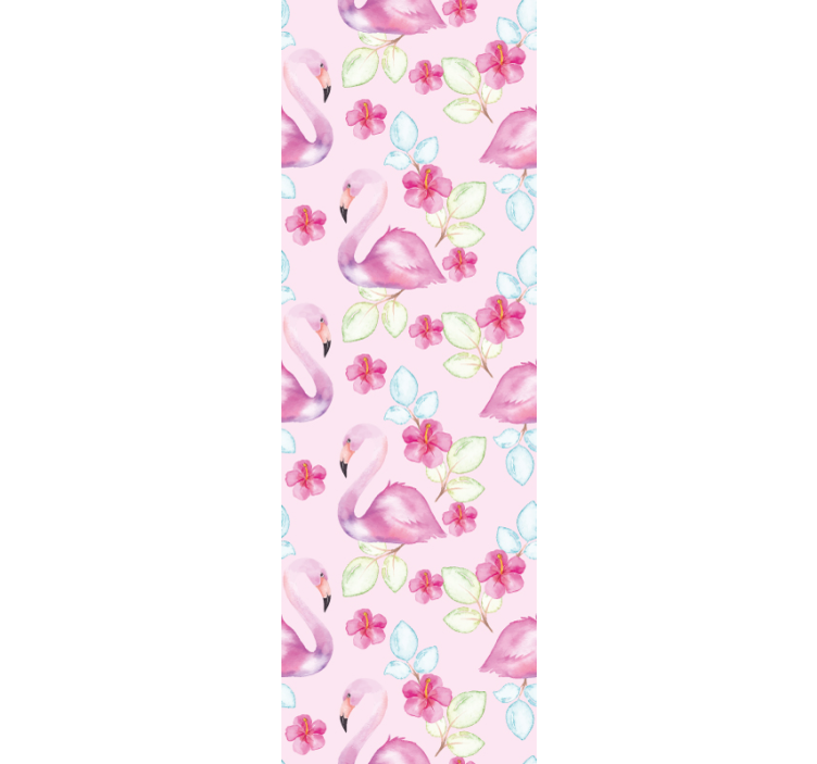 Bloemen flamingo's dieren behang - TenStickers