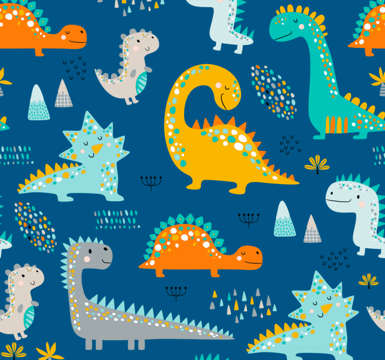Dinosaurussen patroon dino behang - TenStickers
