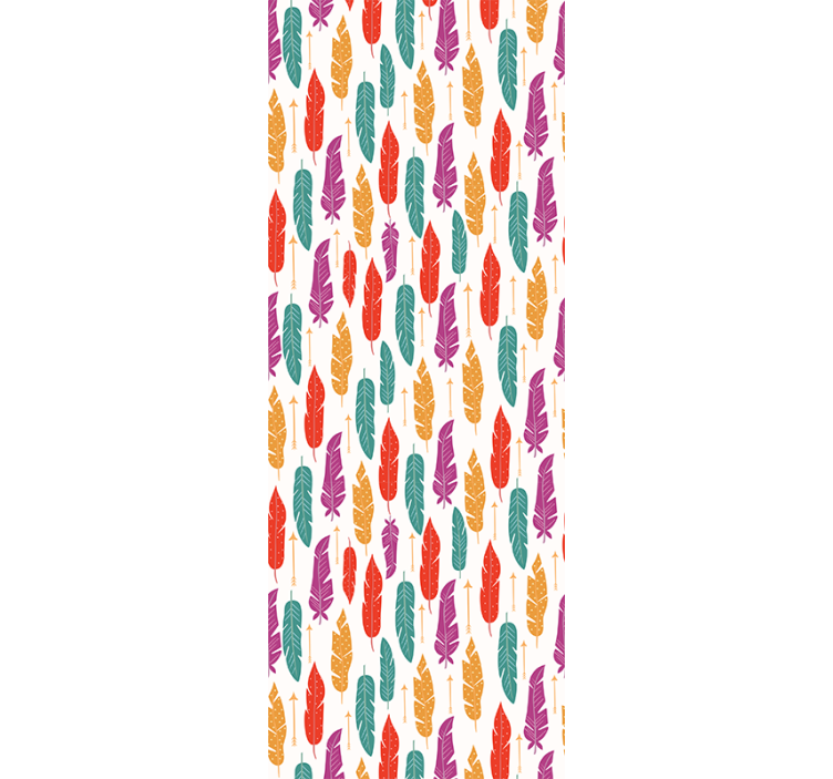 Ontwerp met verenmotief behang bladeren - TenStickers