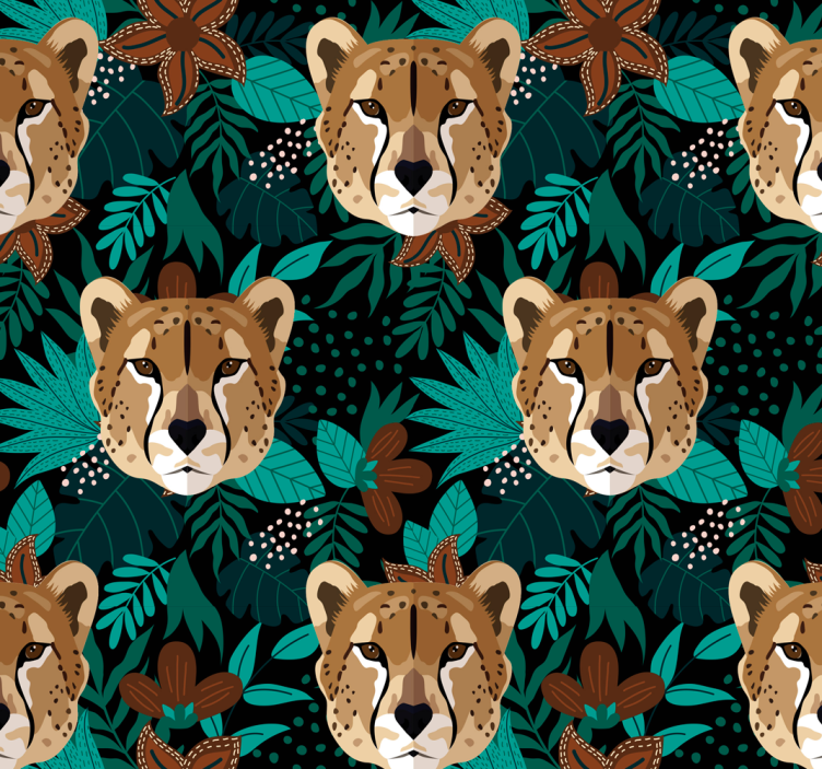 Jungle cheetah-patroon dieren behang - TenStickers