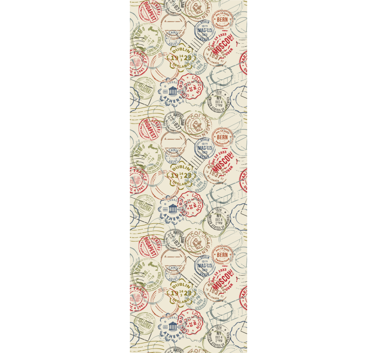 Reisstempelcollage behang landen en steden - TenStickers