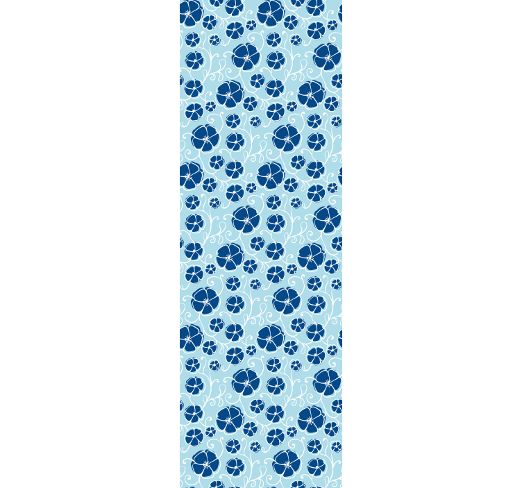 Blauwe bloementegels behang bloemsierkunst - TenStickers