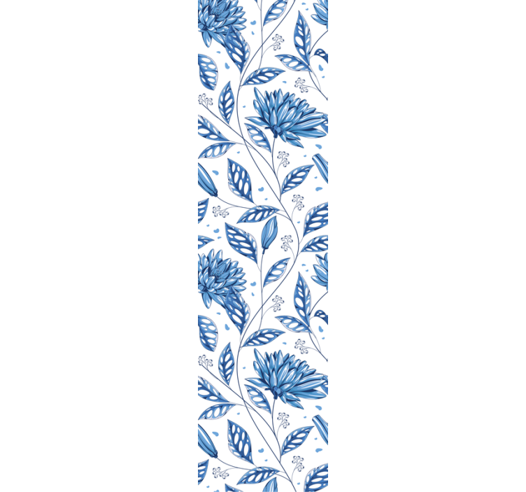 Blauw bloemmotief behang bloemen - TenStickers