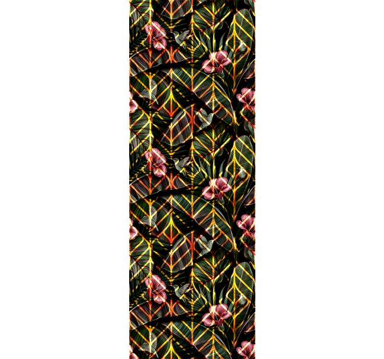 Bloemen gebladertepatroon natuur behang - TenStickers