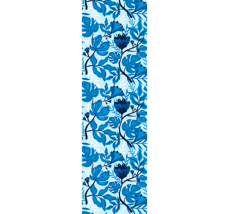 Blauwe botanische bloei behang bloemen - TenStickers