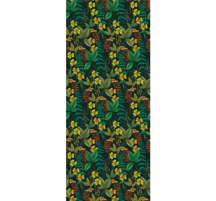 Botanisch gestreept patroon natuur behang - TenStickers