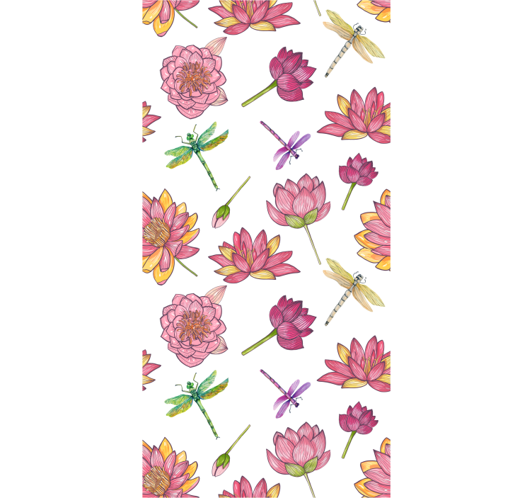 Bloemenlibelfusie behang bloemen - TenStickers