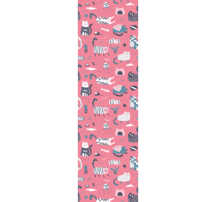Speelse kattenillustratie katten behang - TenStickers
