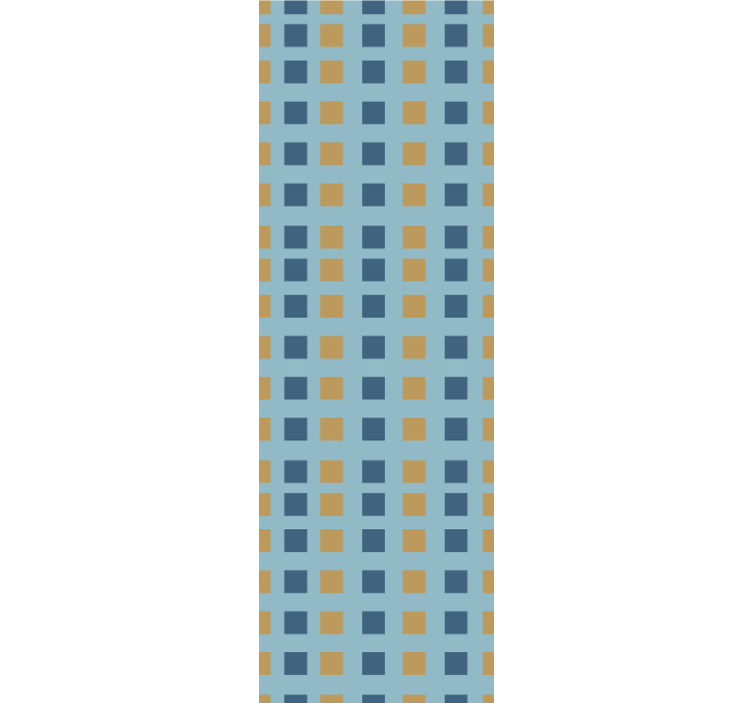 Blauw behang met blauwen en gouden vierkantjes - TenStickers