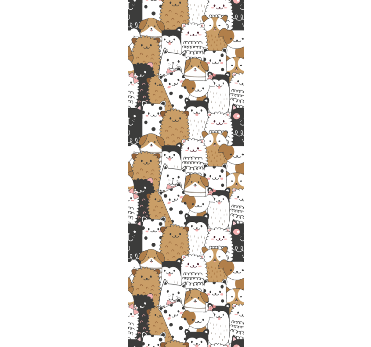 Speels kattenmotief behang honden - TenStickers