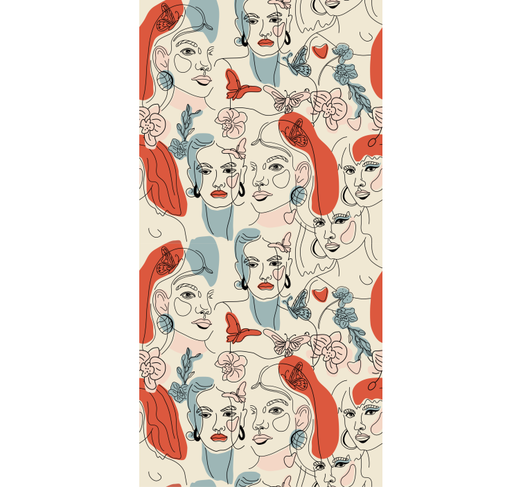 Vrouwelijke lijntekeningen behang kunst - TenStickers