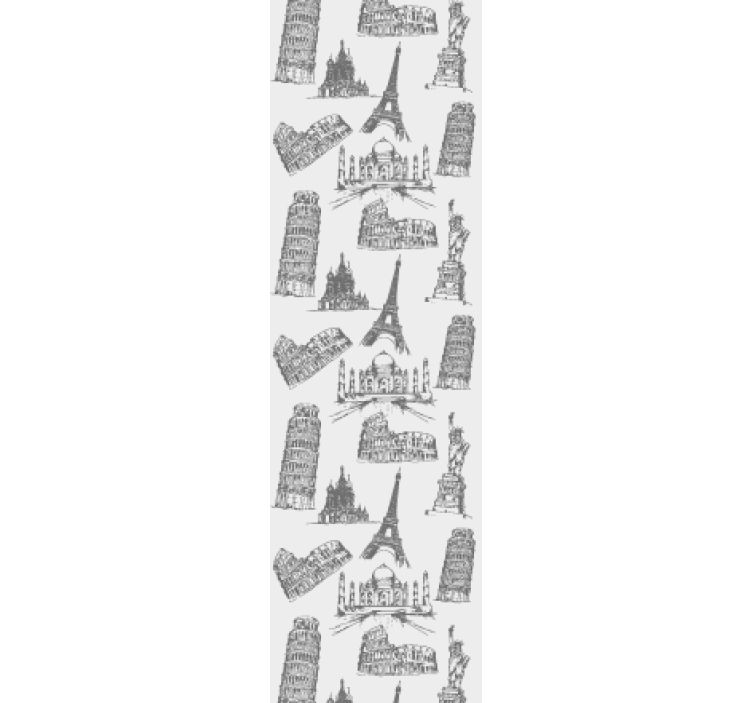 Meest beroemde monumenten patroon behang stad-en land - TenStickers