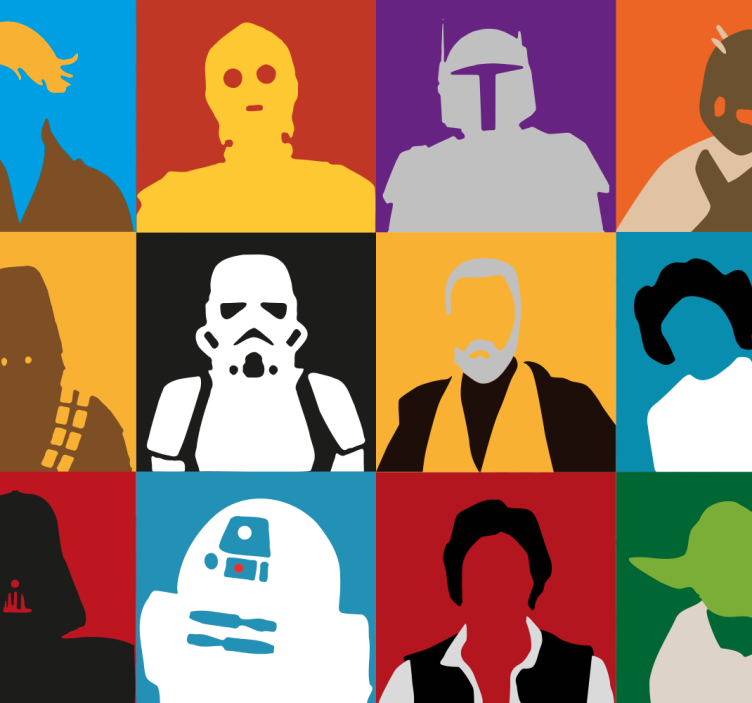 Iconische silhouetten behang kunst - TenStickers