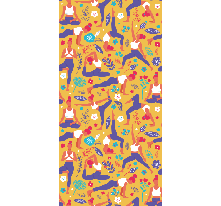 Yoga houdingen patroon behang kunst - TenStickers