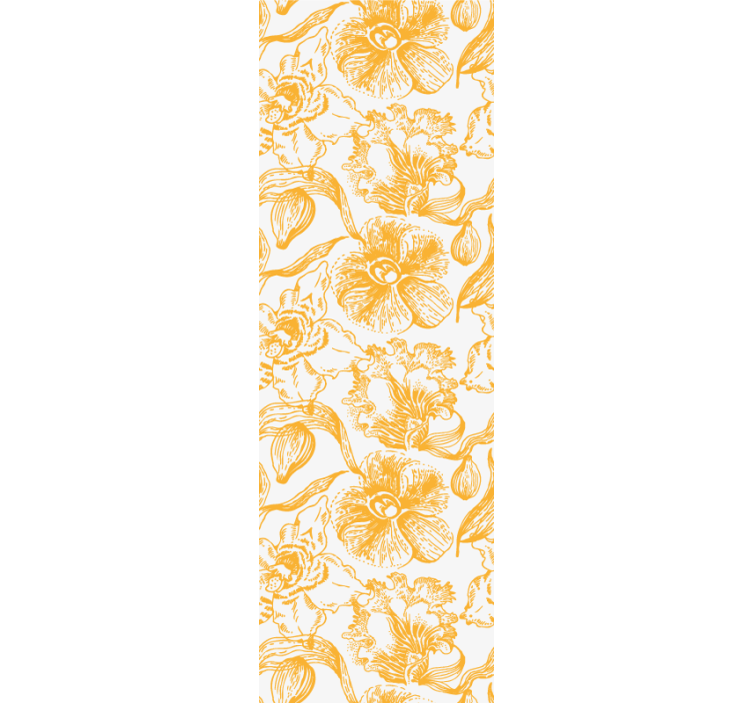 Geel vintage patroon behang bloemen - TenStickers