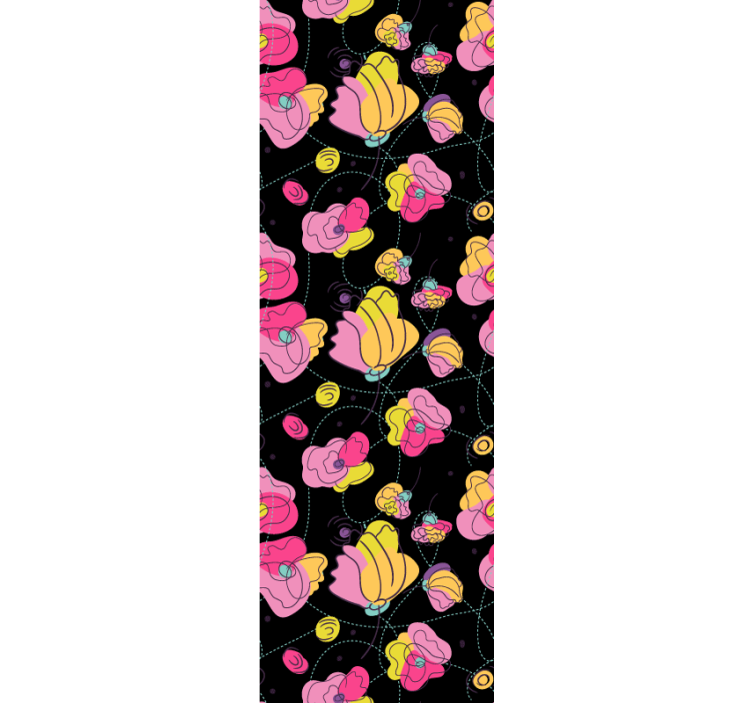 Zwarte abstracte compositie behang bloemen - TenStickers