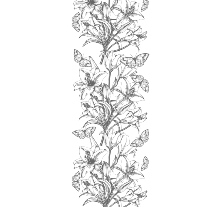 Vlinders en lelies behang bloemen - TenStickers