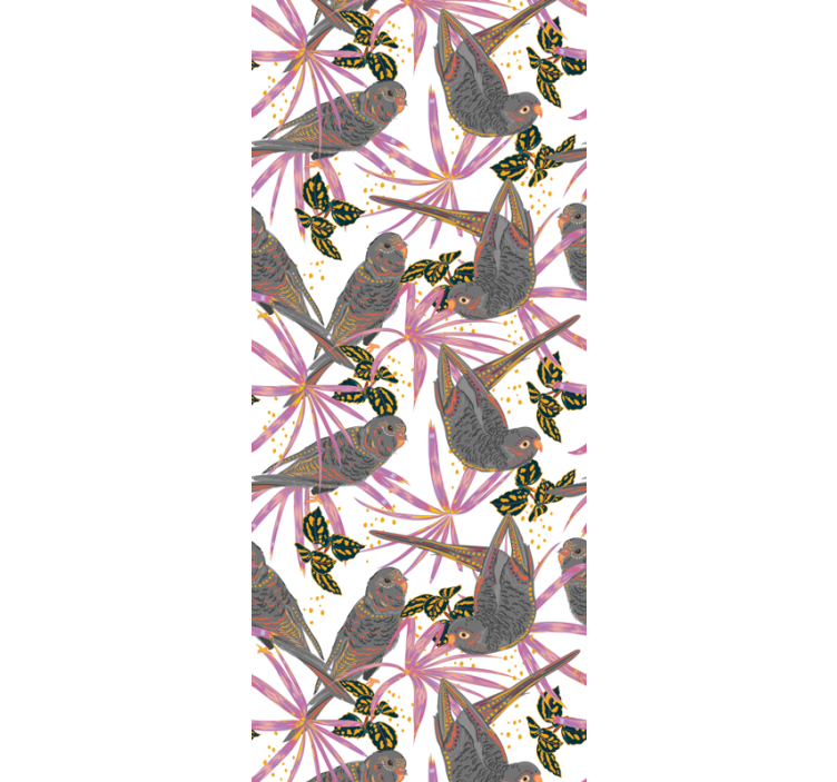 Kleurrijke bladeren behang vogels - TenStickers