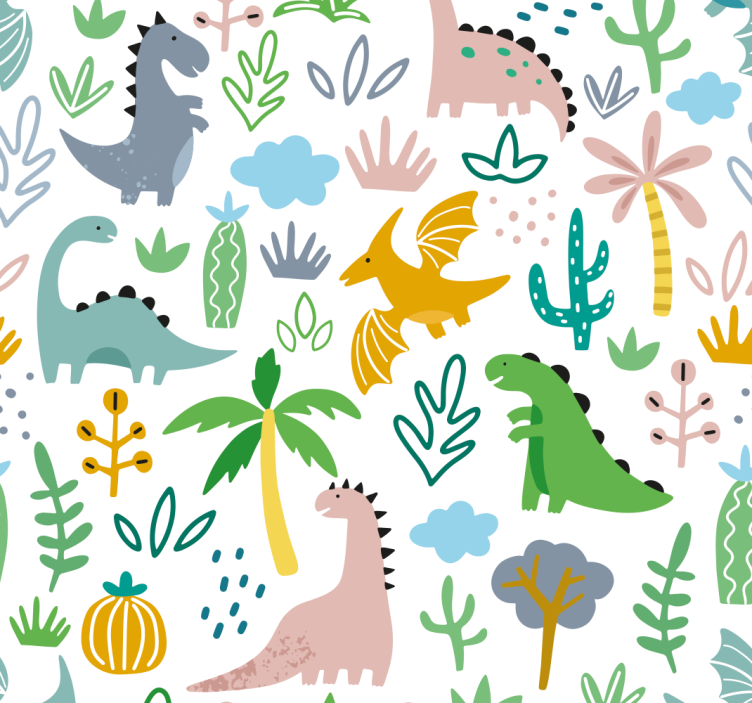 Scandinavisch Jurassic patroon dino behang - TenStickers