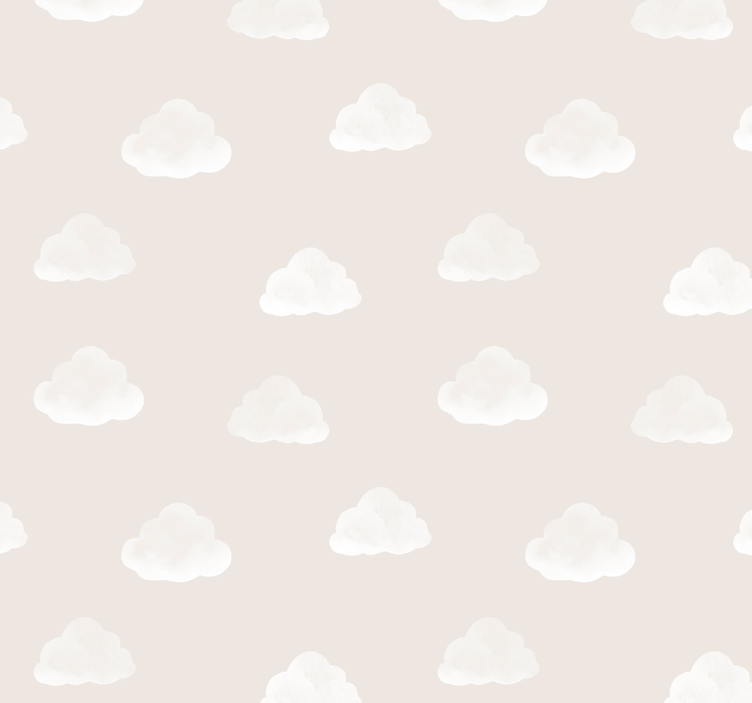 Beige wolkenpatroon babykamer behang - TenStickers