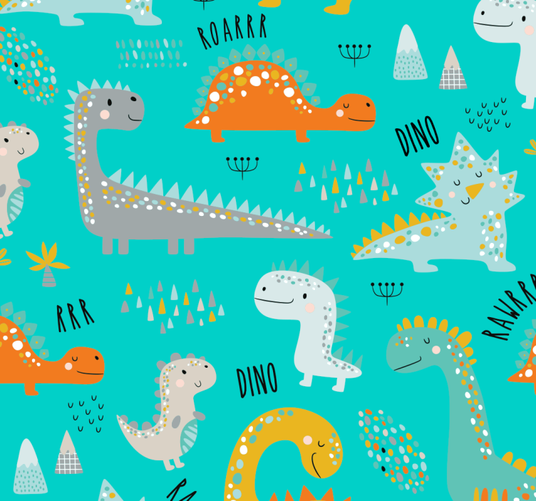 Speels dinosaurus patroon behang - TenStickers
