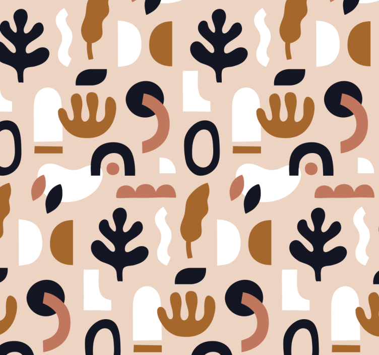 Abstracte plantmotieven behang beige - TenStickers