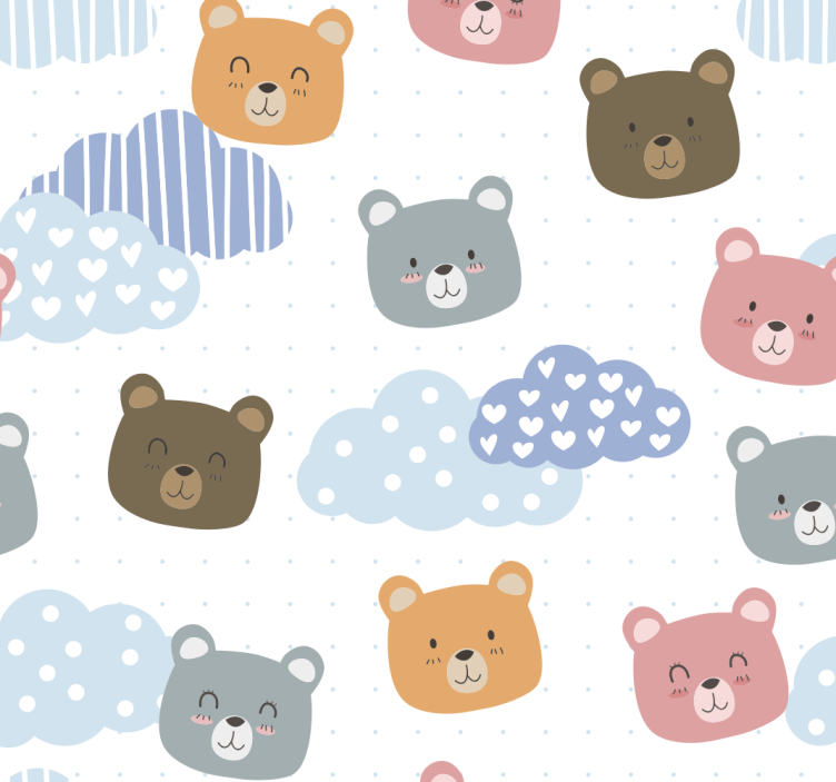 Cartoon draagt wolken katten behang - TenStickers