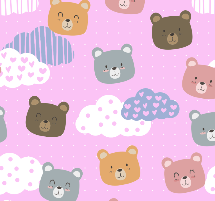 Knuffelbeertjes patroon babykamer behang - TenStickers