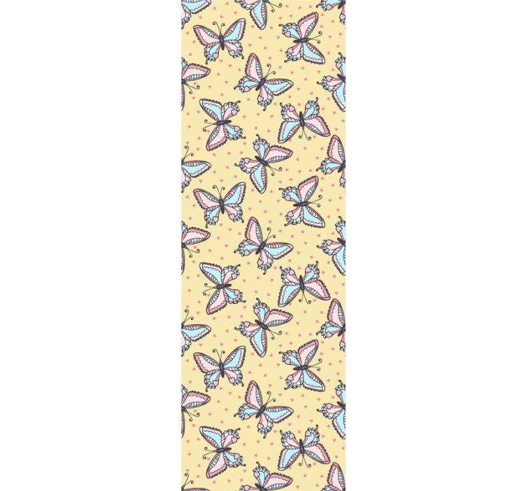 Kleurrijk geel patroon vlinders behang - TenStickers