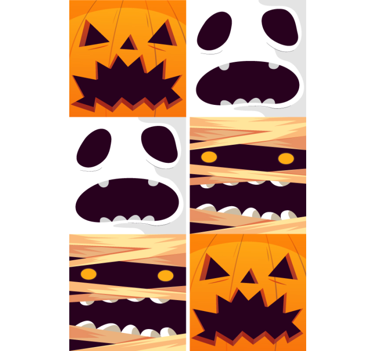 Angstaanjagende gezichten halloween behang - TenStickers