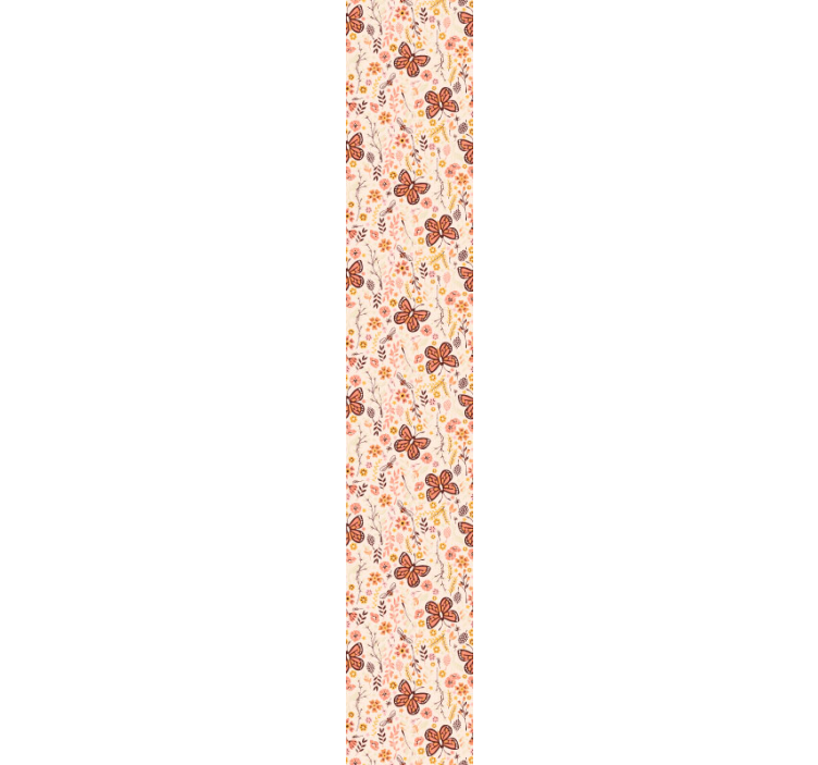 Vlinders behang met roze bloemen - TenStickers