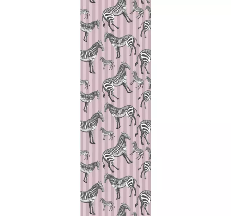 Roze dierenmotief behang zebra - TenStickers