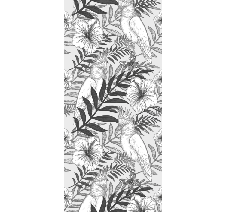 Bloemen monochrome schets behang jungle - TenStickers