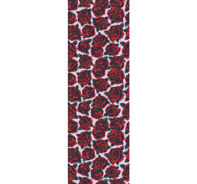 Rood rozenpatroon behang bloemen - TenStickers