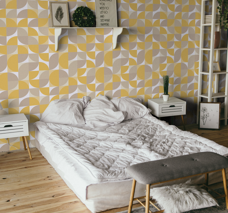 Stippen behang Vintage stijl oranje cirkels patroon - TenStickers