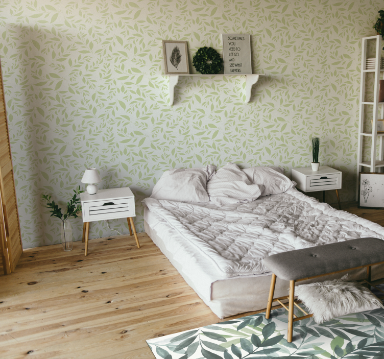 Delicate bladafdruk behang bladeren - TenStickers