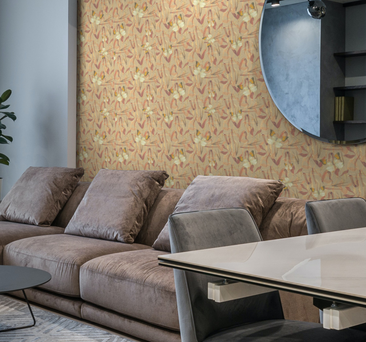 Herfst behang met vlinders en bloemen - TenStickers