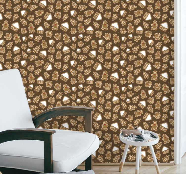 Peperkoekpatronen behang kerst - TenStickers